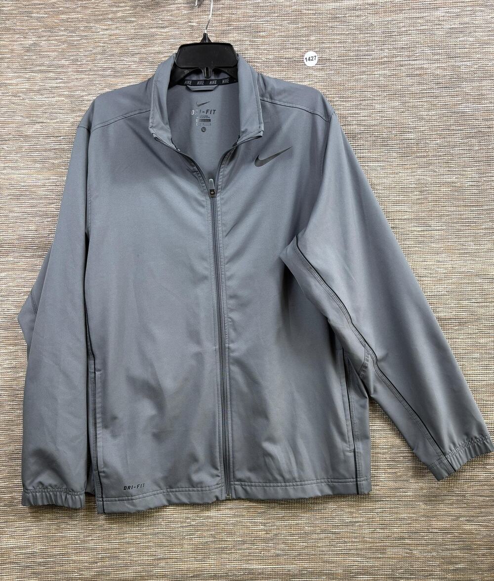 Nike Dri-FIT Jacket Mens Large Gray Full Zip Track Running Athletic 481735-064